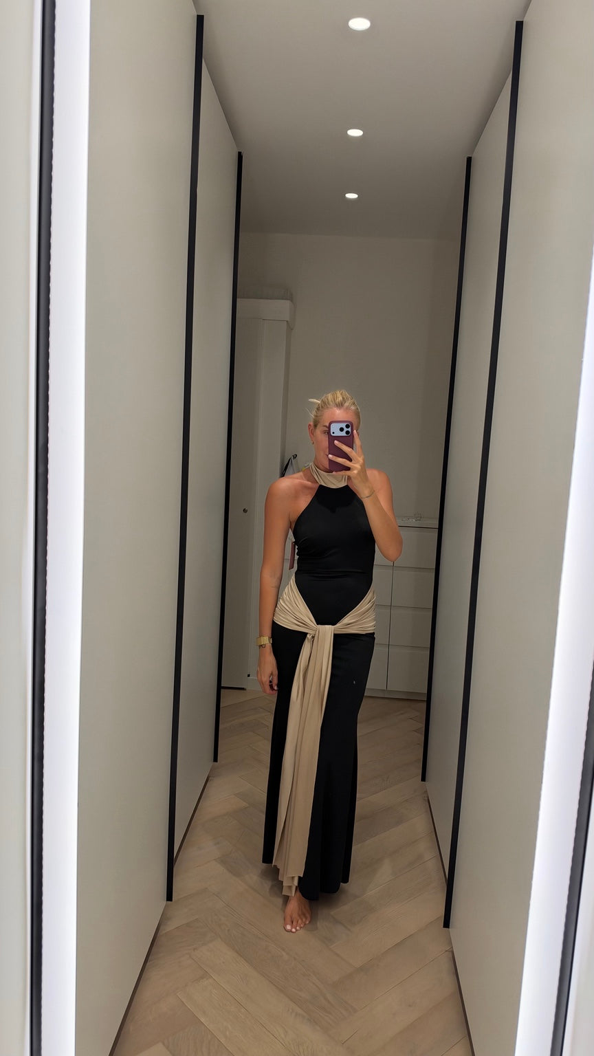 Celeste Drape Maxi Dress front view
