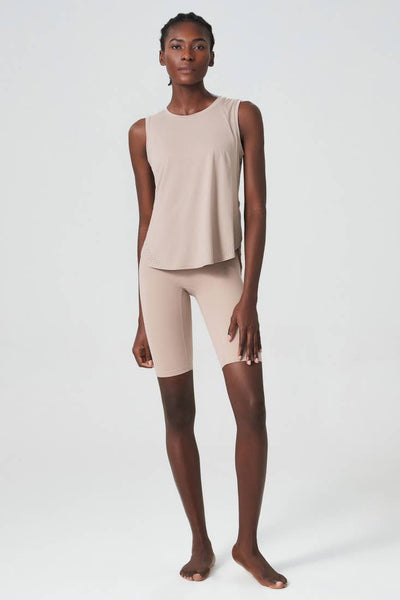 High Waist Yoga Sport Clothing Two Piece Set: Light Brown / M