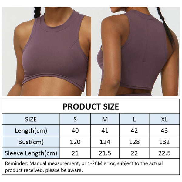 Women Fitness Elastic Crop Tank Top Sport Athletic Top: Purple / L
