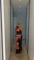 Dahlia Floral Maxi Dress Chocolate front