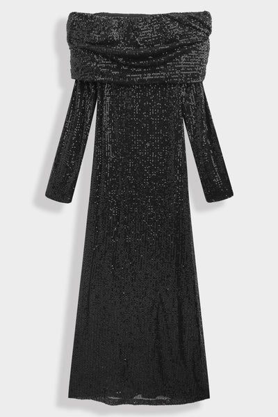 Draped sequin long dress PS9327: Mauve / M