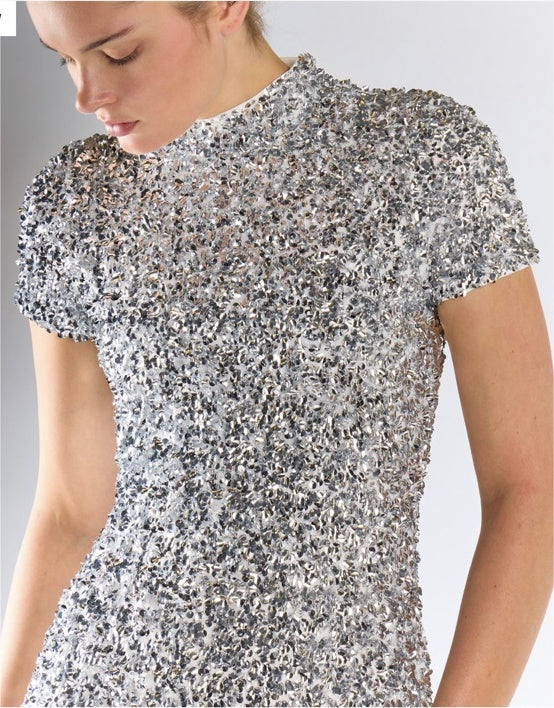 Silver sequin midi dress, sequin detail