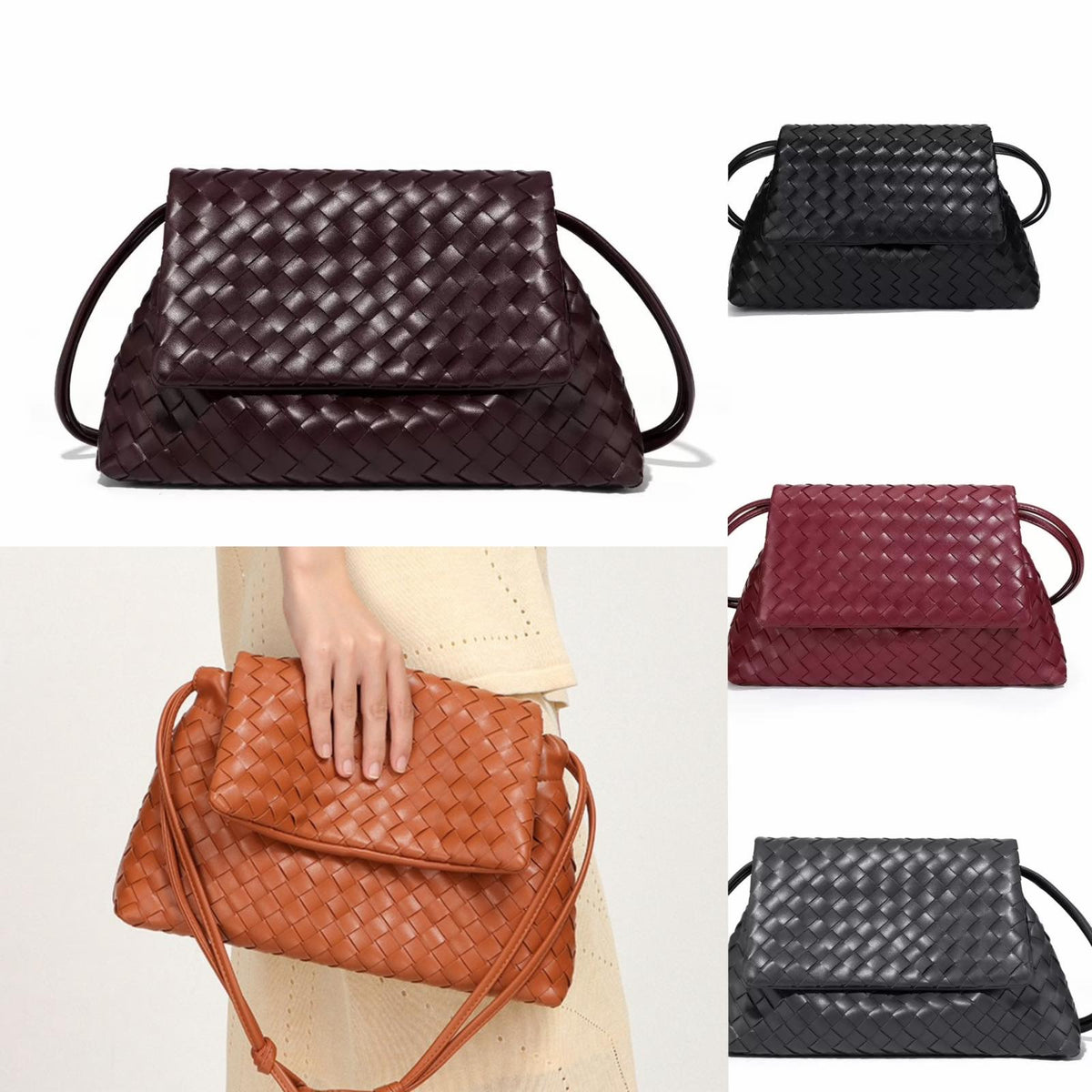 Elara Woven Flap Bag colour options