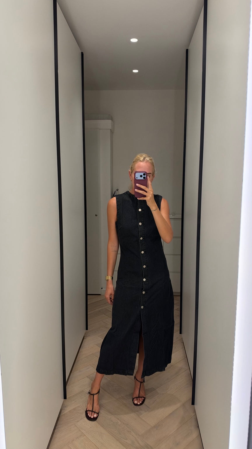 Elodie Denim Midi Dress front view