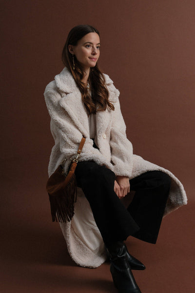 Long buttoned coat -63819 Ecru: S/M