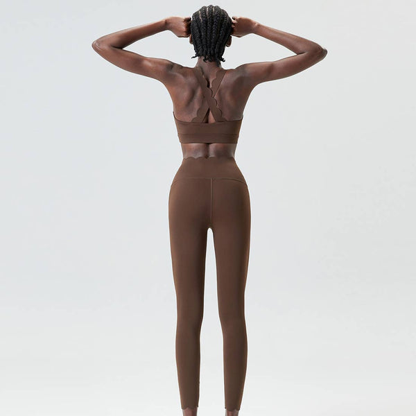 Women Seamless Yoga Set - Removable Cup Bra&Contoured Tights: Dark Green / S