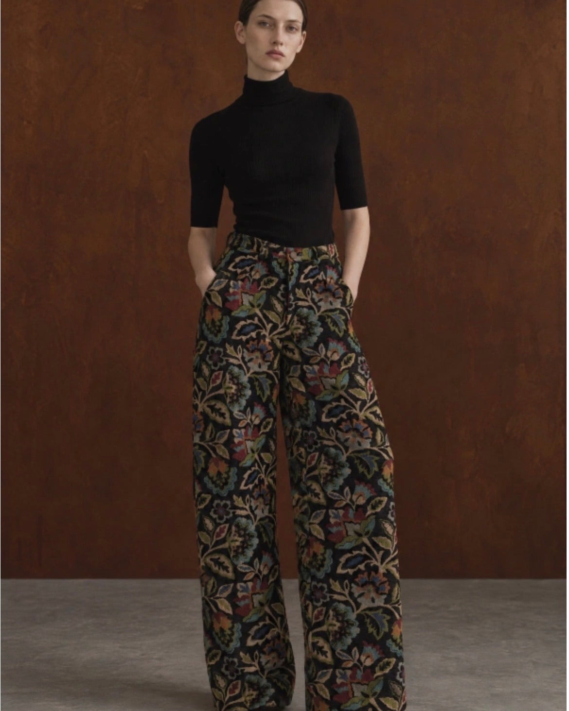 Flora floral wide-leg trousers