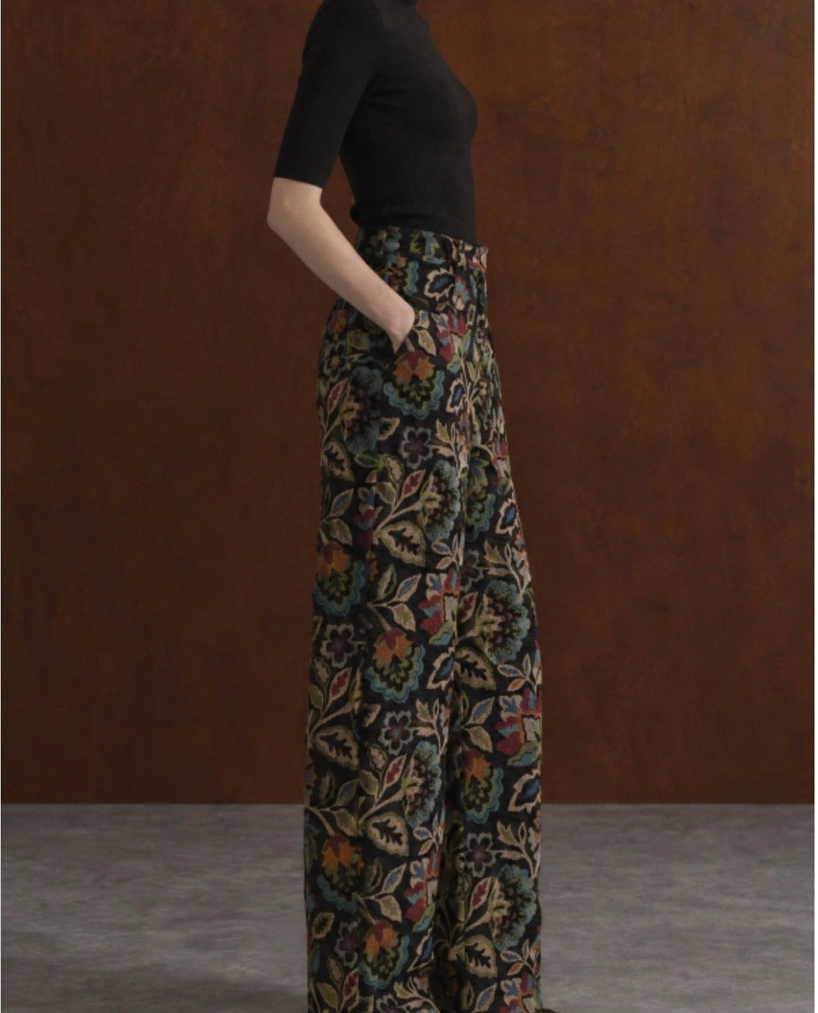 Flora floral wide-leg trousers
