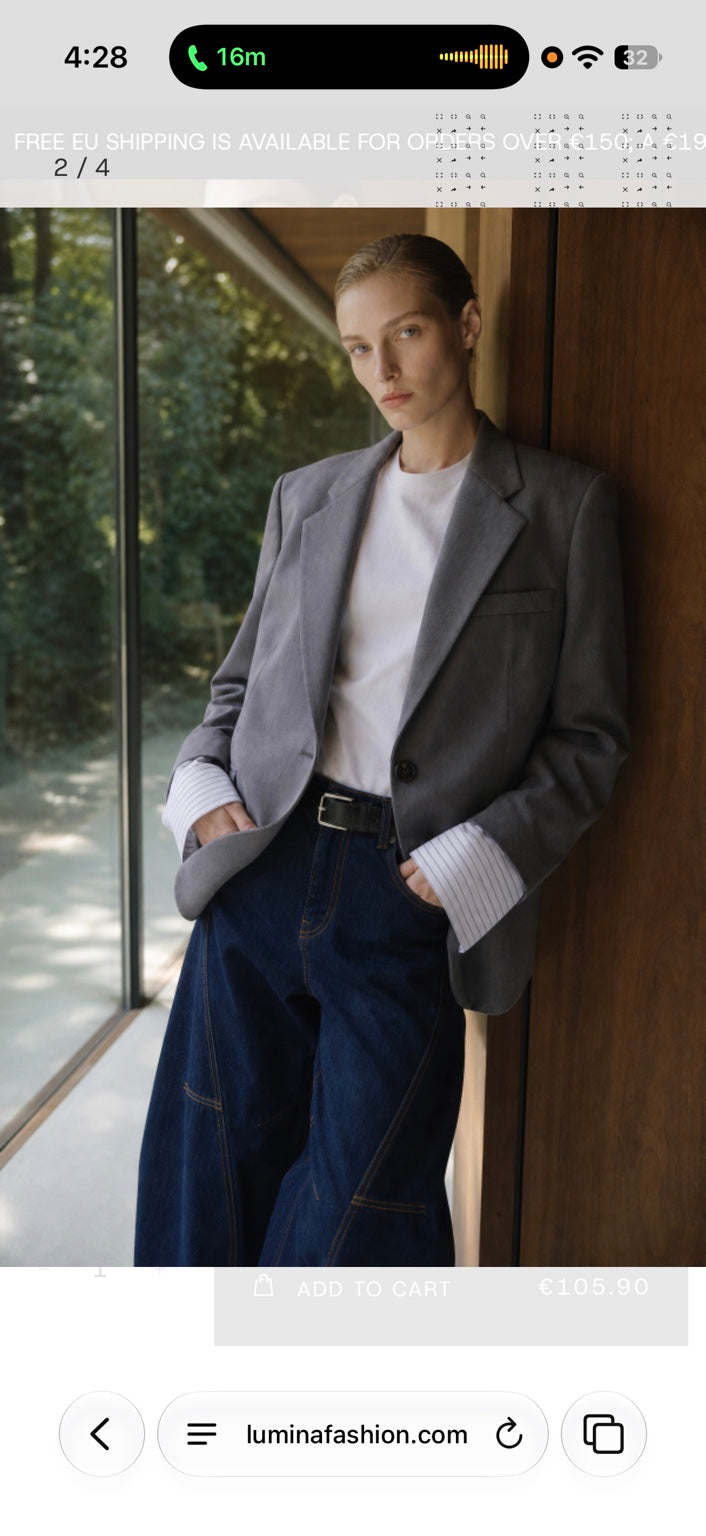 Grey layered blazer front view