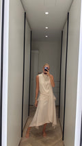 Ivory draped set, front view