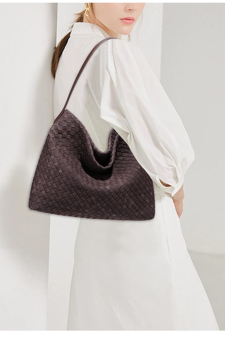 Livia Woven Suede Hobo Bag