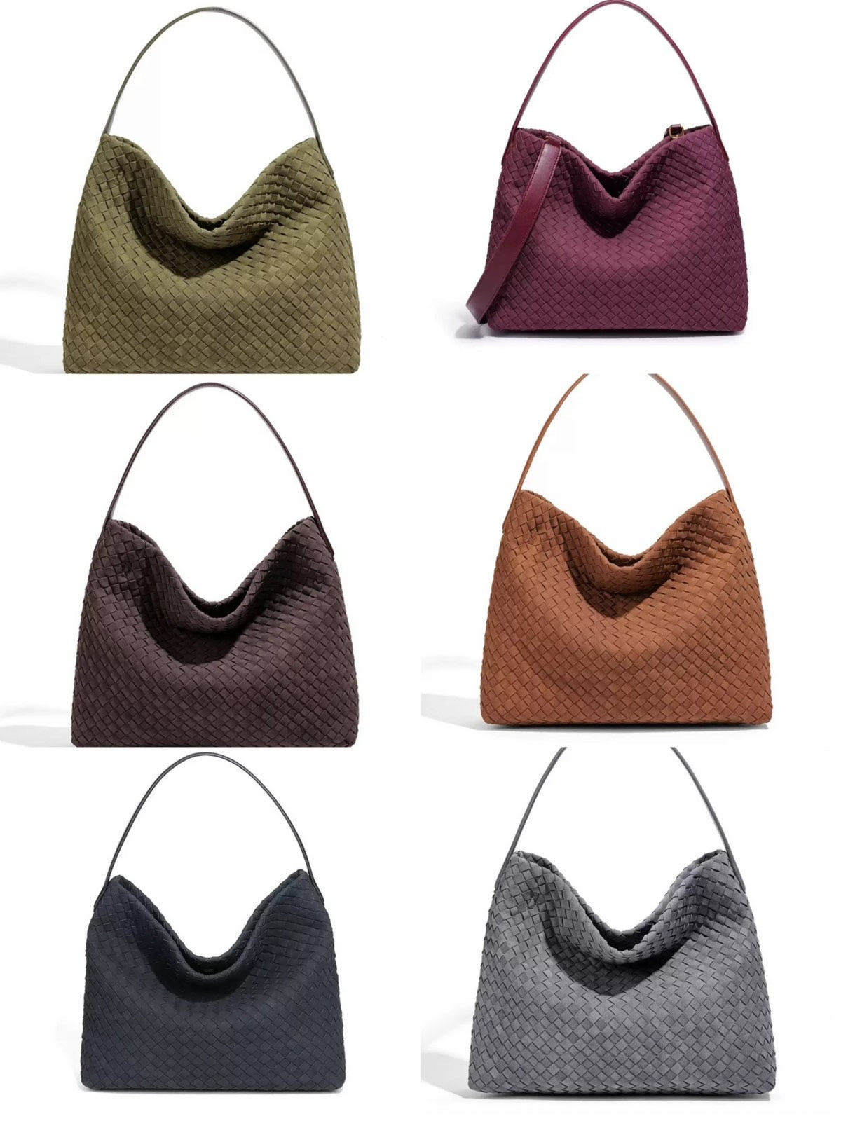 Livia Woven Suede Hobo Bag colour options