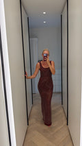 Merlot Studded Maxi Dress front