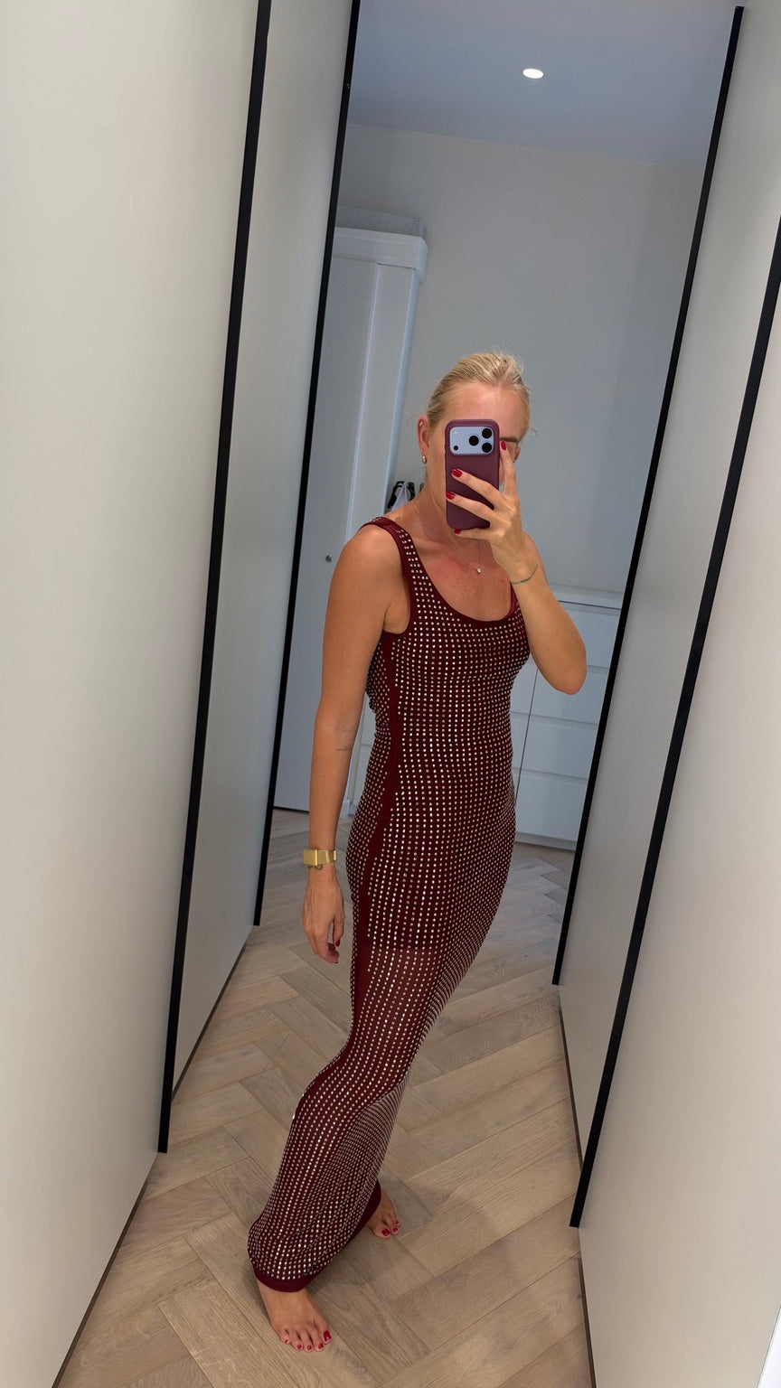 Merlot Studded Maxi Dress detail