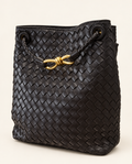 Black Noelle woven tote with gold-tone detail