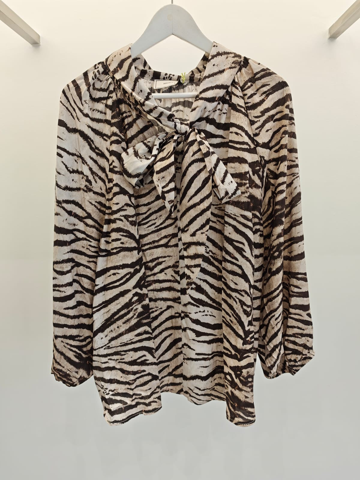 Sahara Zebra Tie-Neck Blouse